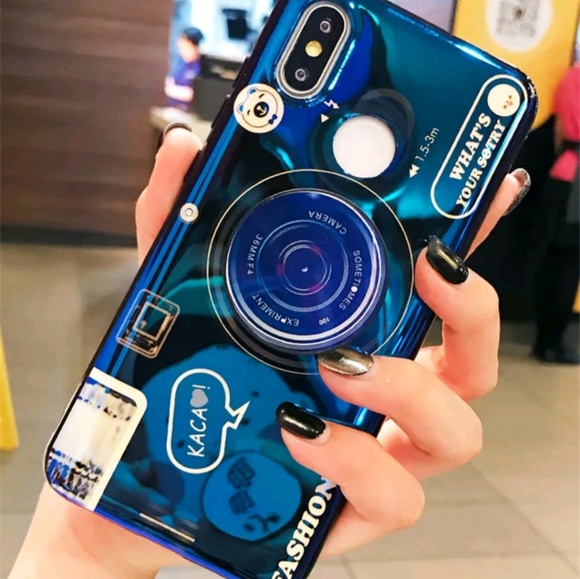 BLUE RETRO GLOSSY IPHONE CAMERA PHONE CASE - Picture 5 of 8
